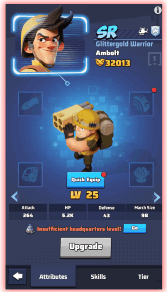 라스트워 캐릭터 글리터골드워리어 이미지